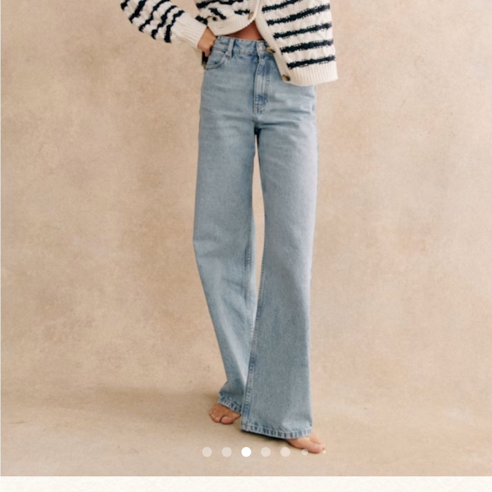 Sezane The Wide Leg Light Blue Jeans in Size 10 / Size 42